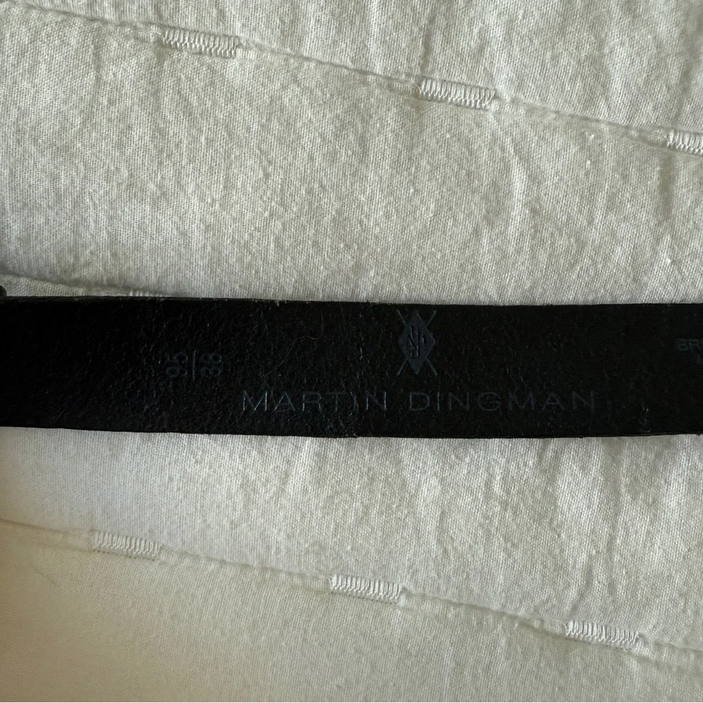Martin Dingman bridle Leather Belt black rose buckle silver size 38
